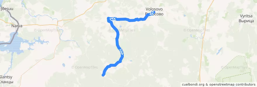 Mapa del recorrido Автобус № 48: Волосово => Большой Сабск de la línea  en Волосовский район.