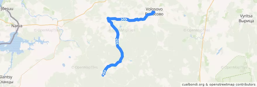 Mapa del recorrido Автобус № 48: Большой Сабск => Волосово de la línea  en Волосовский район.