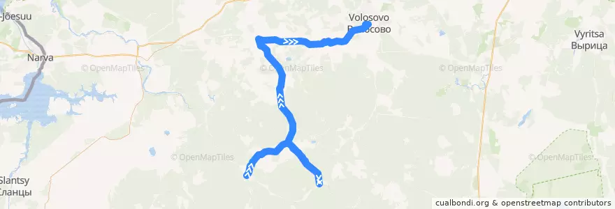 Mapa del recorrido Автобус № 48А: Большой Сабск => Волосово de la línea  en Волосовский район.