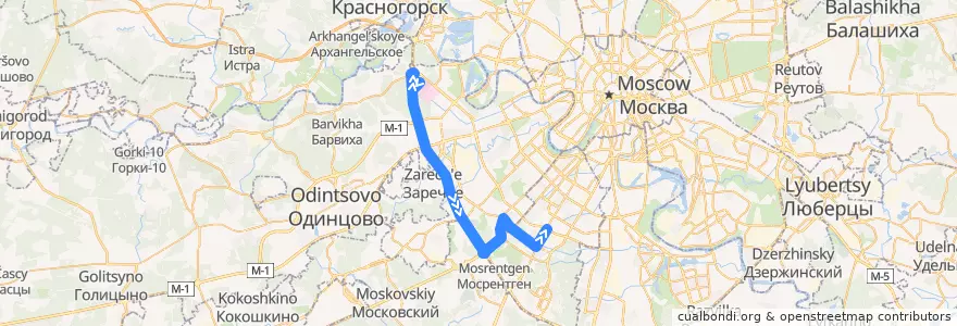 Mapa del recorrido Автобус 816: ВКНЦ => Метро "Калужская" de la línea  en Distretto Federale Centrale.
