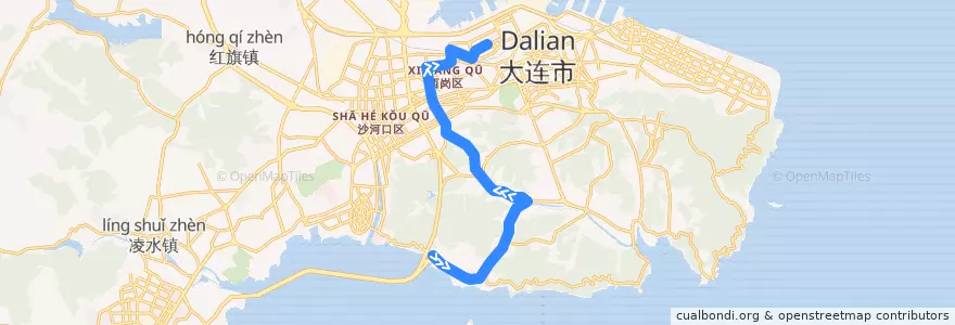 Mapa del recorrido 541 de la línea  en 西岗区.