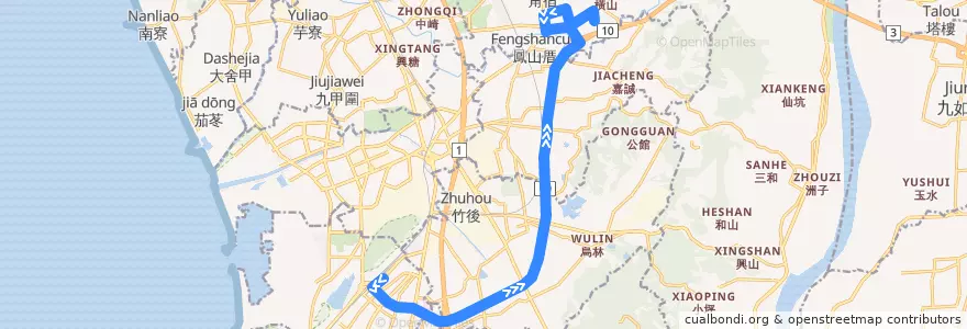 Mapa del recorrido 燕巢快線(往程) de la línea  en 가오슝시.
