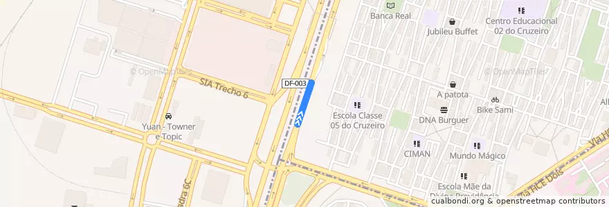 Mapa del recorrido 0.006 - Cruzeiro/Octogonal/Sudoeste/W3 Sul de la línea  en Cruzeiro.