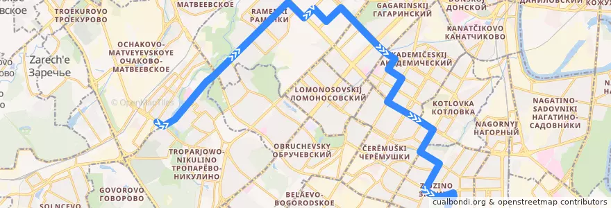 Mapa del recorrido Автобус 57: Озёрная улица => Большая Юшуньская улица de la línea  en Moscou.