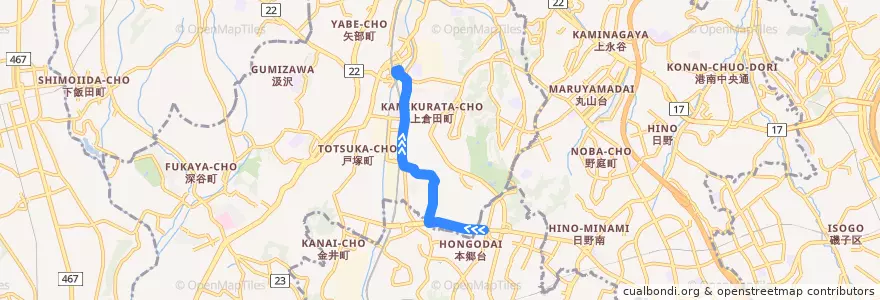 Mapa del recorrido 江ノ電 戸塚～見晴橋 de la línea  en 戸塚区.