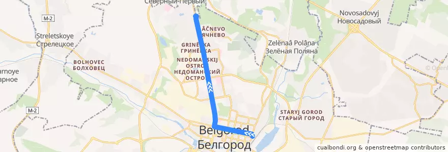 Mapa del recorrido Троллейбус №1 Ж/д Вокзал - Аэропорт de la línea  en городской округ Белгород.