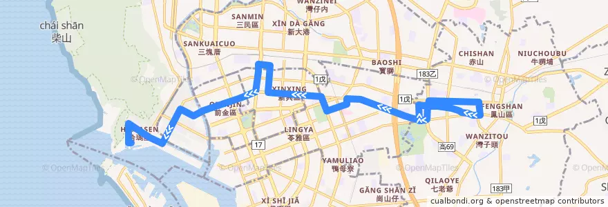 Mapa del recorrido 248路(往程) de la línea  en 高雄市.