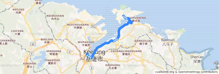 Mapa del recorrido 基隆市公車 101 和平島[經中正路] (往程) de la línea  en 臺灣.