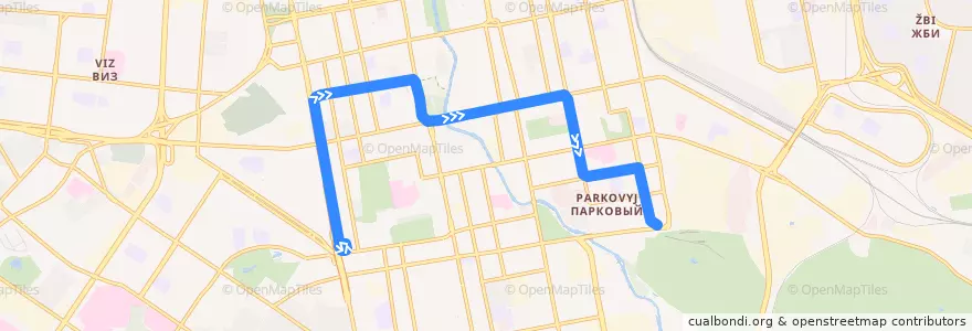 Mapa del recorrido Трамвай 33. Дворец спорта - ЦПКиО de la línea  en エカテリンブルク管区.