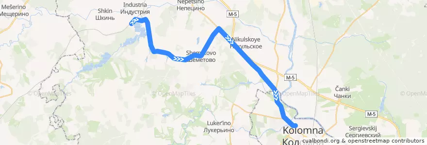 Mapa del recorrido Автобус: № 61 «Рыбхоз – Коломна (Старая Коломна)» de la línea  en Коломенский городской округ.