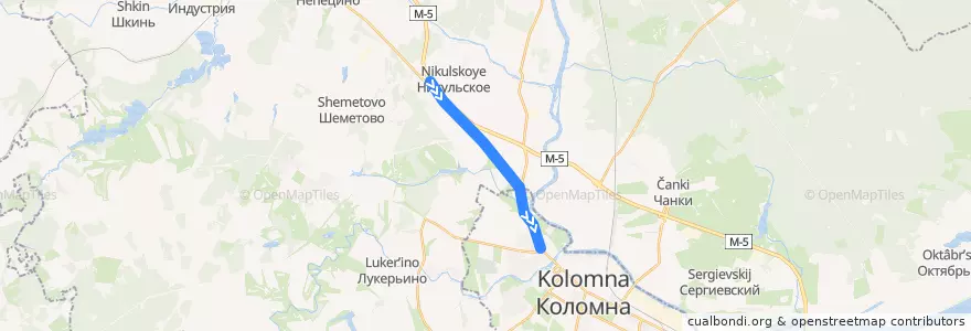 Mapa del recorrido Автобус: № 331 «Москва (автостанция «Выхино») – Озёры» de la línea  en Коломенский городской округ.