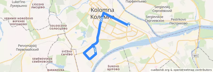 Mapa del recorrido Автобус: № 16 «Колычёво – Голутвин» de la línea  en Коломенский городской округ.