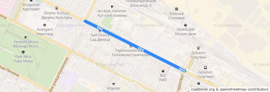 Mapa del recorrido Автобус: № 44 «Коломна (Голутвин) – совхоз "Сергеевский"» de la línea  en Коломенский городской округ.