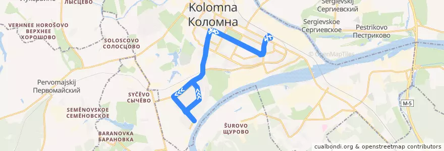 Mapa del recorrido Автобус: № 13 «автовокзал "Коломна" - Набережная» de la línea  en Коломенский городской округ.