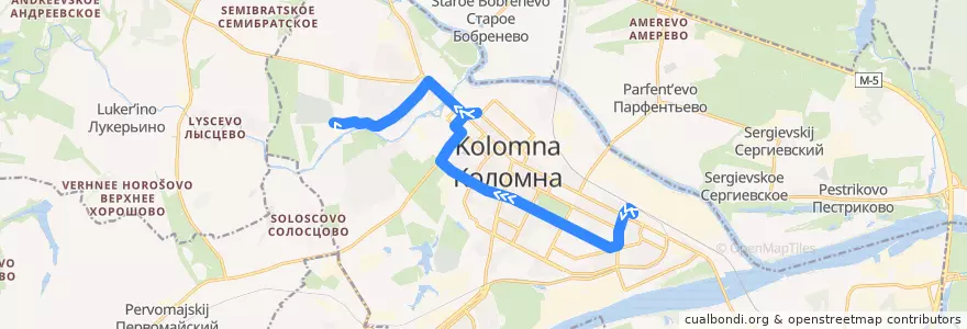 Mapa del recorrido Автобус: № 17 «автовокзал "Коломна" – Новое кладбище» de la línea  en Коломенский городской округ.