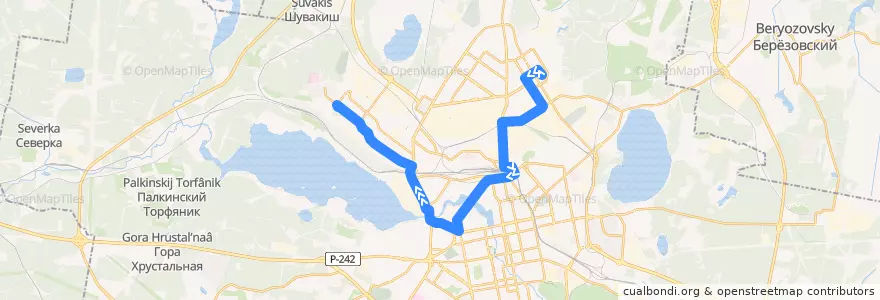 Mapa del recorrido Трамвай 7. Эльмаш - 7 ключей de la línea  en городской округ Екатеринбург.