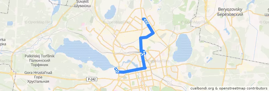 Mapa del recorrido Трамвай 2. ВИЗ - Фрезеровщиков de la línea  en городской округ Екатеринбург.