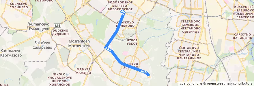 Mapa del recorrido Троллейбус №81: станция метро "Новоясеневская" - станция метро "Беляево" de la línea  en Südwestlicher Verwaltungsbezirk.