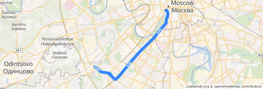 Mapa del recorrido Троллейбус м4: Озёрная улица - Кинотеатр Ударник de la línea  en Moskou.