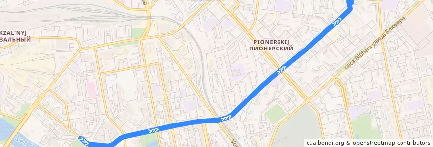Mapa del recorrido Троллейбус 4. Станция метро «Динамо» — Сулимова de la línea  en городской округ Екатеринбург.