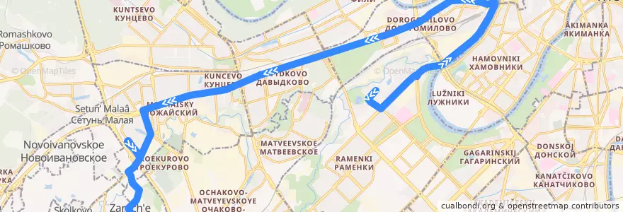 Mapa del recorrido Автобус 205: Улица Довженко - Торговый центр de la línea  en Western Administrative Okrug.