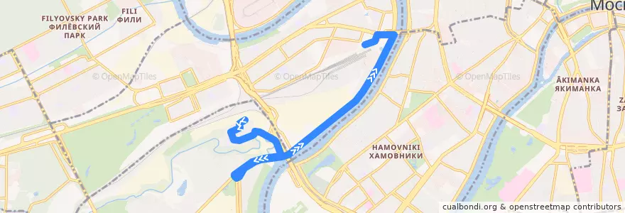 Mapa del recorrido Автобус №791: 4-й Сетуньский проезд - Киевский вокзал de la línea  en Москва.