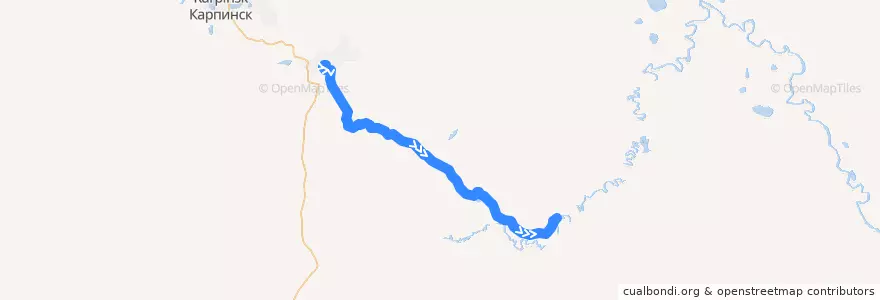 Mapa del recorrido Серов — Сосьва de la línea  en Северный управленческий округ.