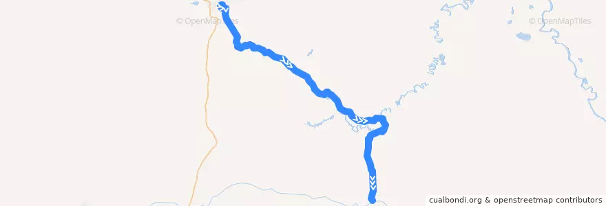 Mapa del recorrido Серов—Восточный (через Сосьву) de la línea  en Северный управленческий округ.