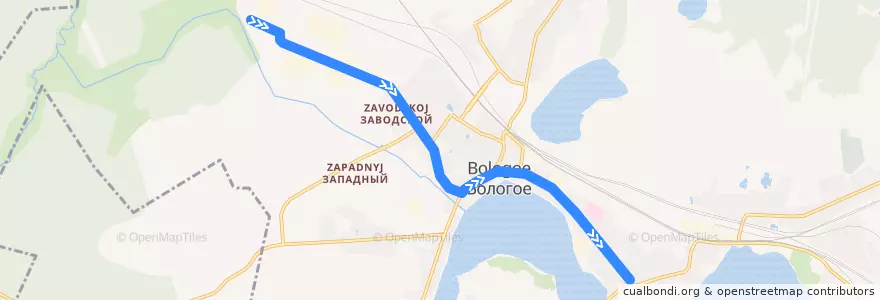 Mapa del recorrido 2 de la línea  en городское поселение Бологое.