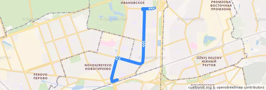 Mapa del recorrido Автобус №237: Ивановское - платформа Новогиреево de la línea  en Восточный административный округ.