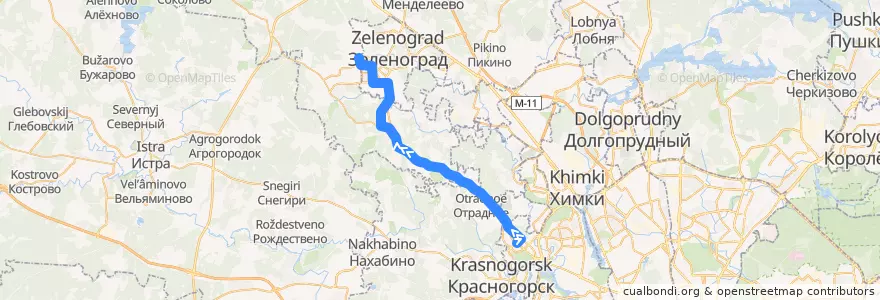 Mapa del recorrido Автобус № 400к "м. Митино - 14-й микрорайон" de la línea  en Oblast' di Mosca.