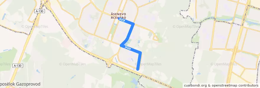 Mapa del recorrido Автобус №769к: метро "Ясенево" - проезд Карамзина de la línea  en район Ясенево.