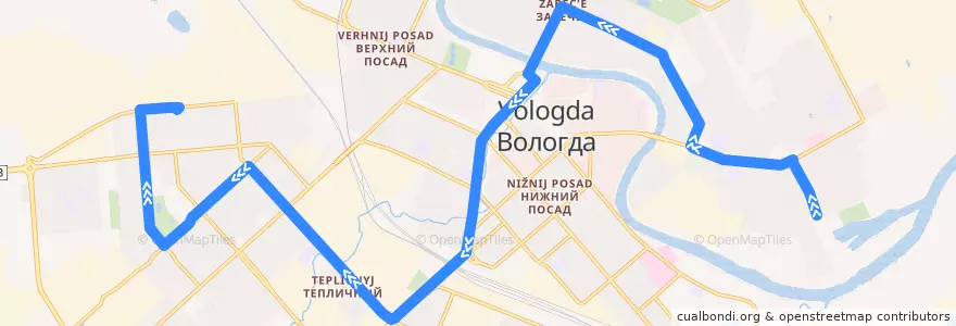 Mapa del recorrido Автобус №30: Разина - Преображенского de la línea  en ヴォログダ管区.