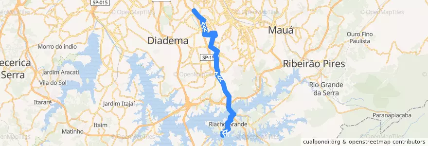 Mapa del recorrido 30: Balsa => Rudge Ramos de la línea  en São Bernardo do Campo.