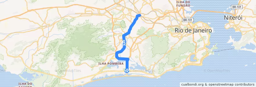 Mapa del recorrido BRT 35 - Alvorada → Madureira de la línea  en Rio de Janeiro.