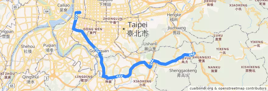 Mapa del recorrido 臺北市 660 深坑-圓環 (往程) de la línea  en تايبيه الجديدة.