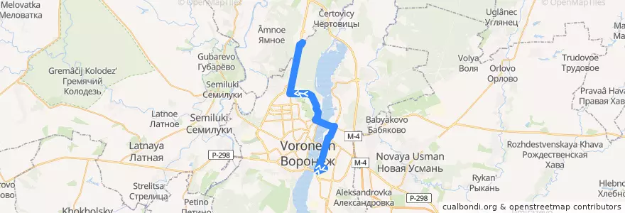 Mapa del recorrido Автобус №34: ВАСО - Сити-парк "Град" de la línea  en городской округ Воронеж.