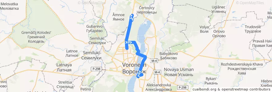 Mapa del recorrido Автобус №34: Сити-парк "Град" - ВАСО de la línea  en городской округ Воронеж.