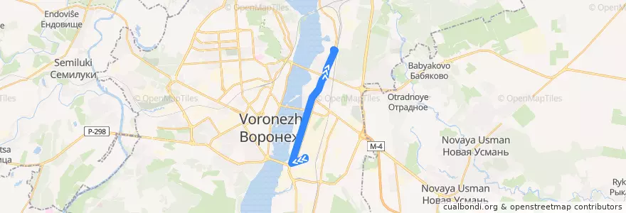 Mapa del recorrido Троллейбус №11: ВАСО - Школа de la línea  en Voronezh.