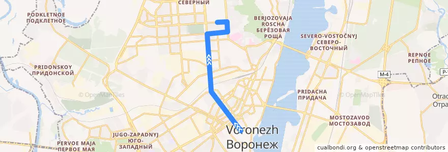 Mapa del recorrido Троллейбус №7: ВГУ - ЖК "Острова" de la línea  en городской округ Воронеж.