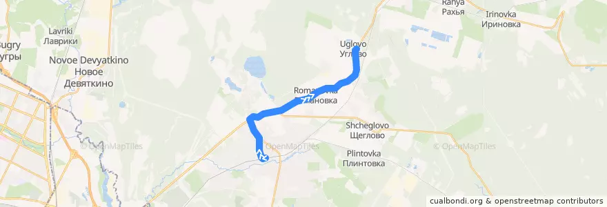 Mapa del recorrido Автобус № 601: ж/д платформа "Всеволожская" => Углово de la línea  en Всеволожский район.