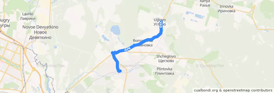 Mapa del recorrido Автобус № 601: Углово = > ж/д платформа "Всеволожская" de la línea  en Всеволожский район.