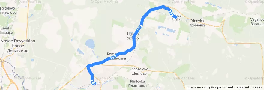 Mapa del recorrido Автобус № 602А: ж/д платформа "Всеволожская" => Рахья de la línea  en Всеволожский район.