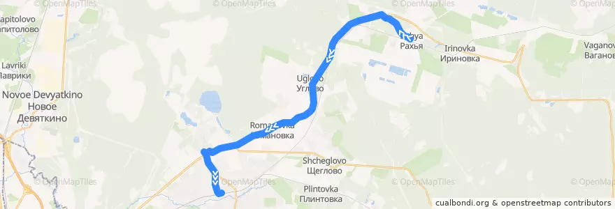 Mapa del recorrido Автобус № 602А: Рахья => ж/д платформа "Всеволожская" de la línea  en Всеволожский район.