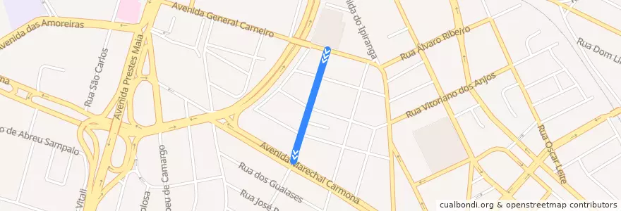 Mapa del recorrido 402 - Parque da Figueira de la línea  en Campinas.