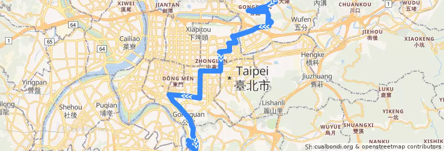 Mapa del recorrido 臺北市 278 景美捷運站-捷運內湖站 (返程) de la línea  en Taipeh.