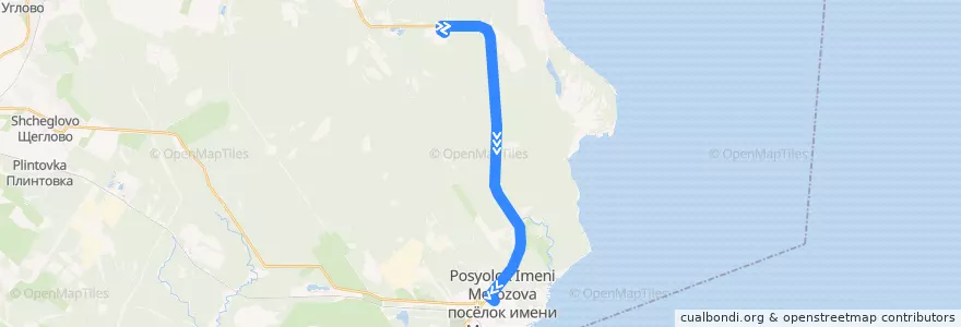 Mapa del recorrido Автобус № 609: Ваганово - 2 => посёлок имени Морозова de la línea  en Всеволожский район.