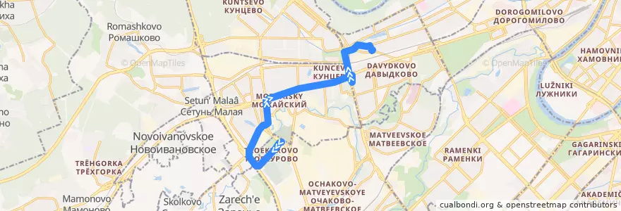 Mapa del recorrido Автобус 612: Троекуровское кладбище - улица Герасима Курина de la línea  en Западный административный округ.