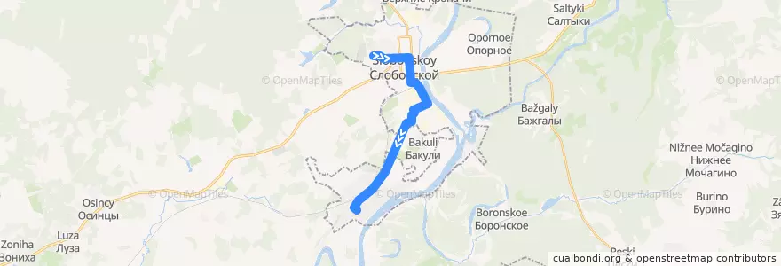 Mapa del recorrido Автобус № 3: Улица Луговая - Первомайский de la línea  en городской округ Слободской.