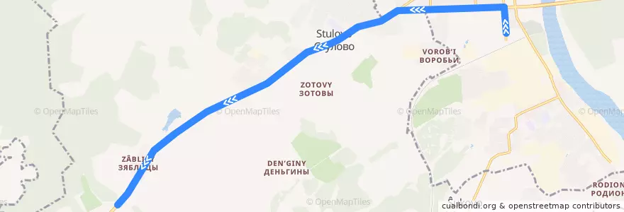 Mapa del recorrido Автобус № 25: Автостанция - Зяблецы de la línea  en スロヴォツコイ地区.